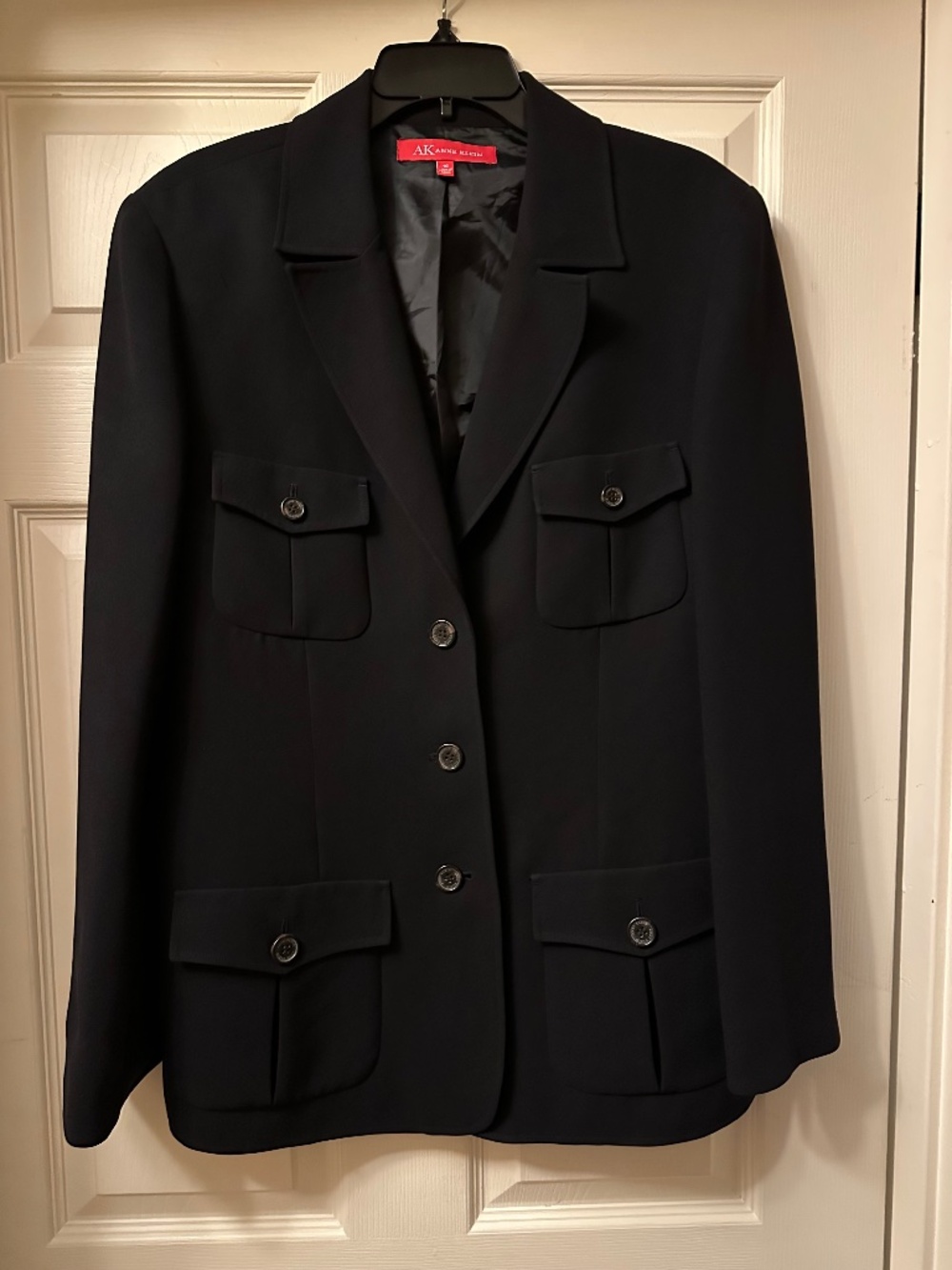 Anne Klein Black Blazer (4) Four Front Pockets || Size 16 || Four Button Sleeve